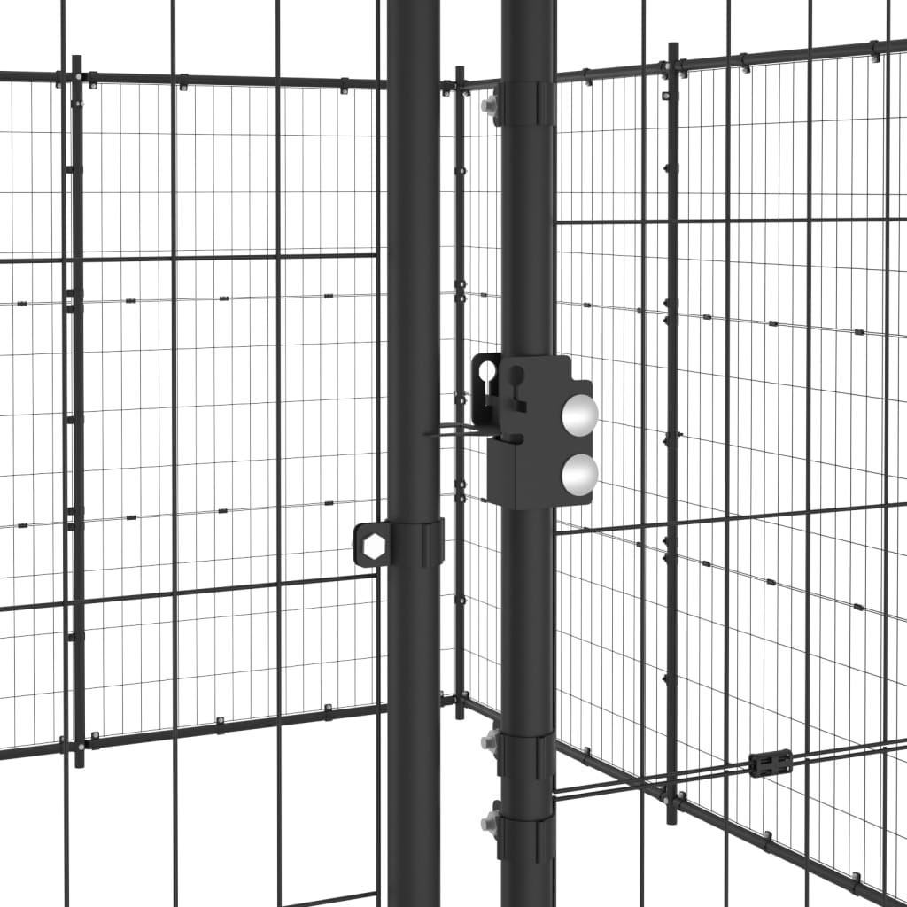 vidaXL Outdoor Dog Kennel Dog Pen Pet Crate Kennel Cage Fence for Yard Steel