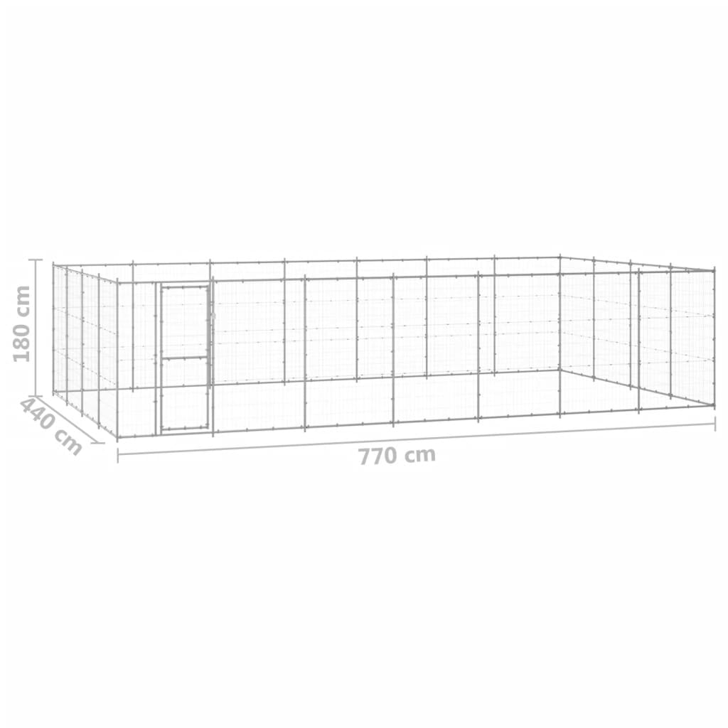vidaXL Outdoor Dog Kennel Dog Pen Pet Crate Kennel Cage Fence for Yard Steel