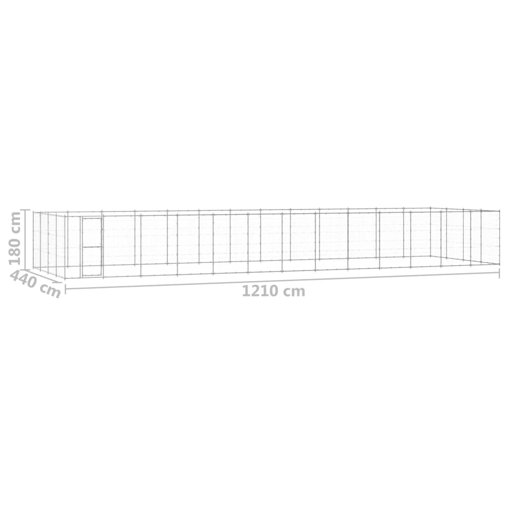 vidaXL Outdoor Dog Kennel Dog Pen Pet Crate Kennel Cage Fence for Yard Steel
