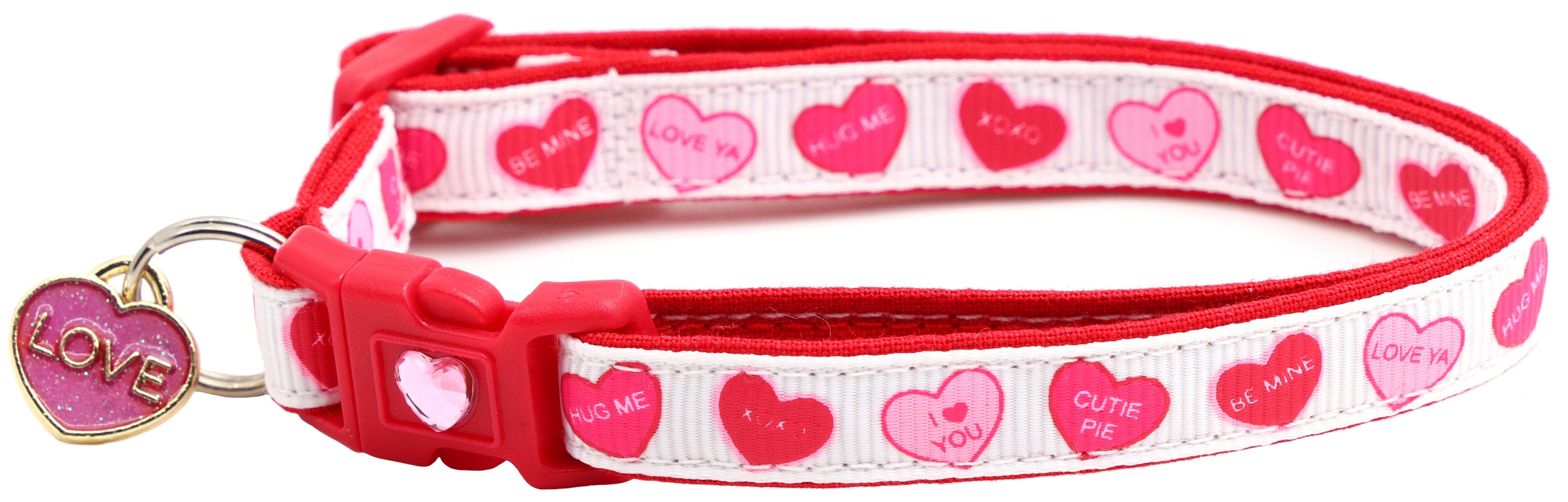Pastel Conversation Hearts Cat Collar