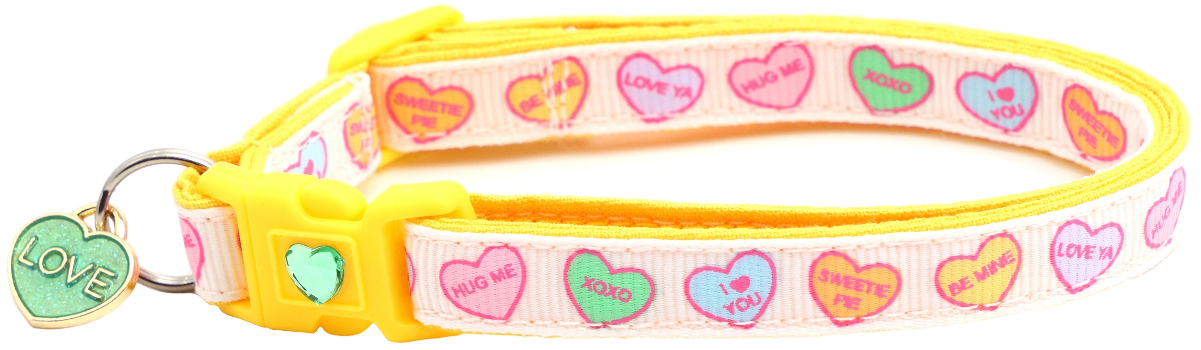 Pastel Conversation Hearts Cat Collar