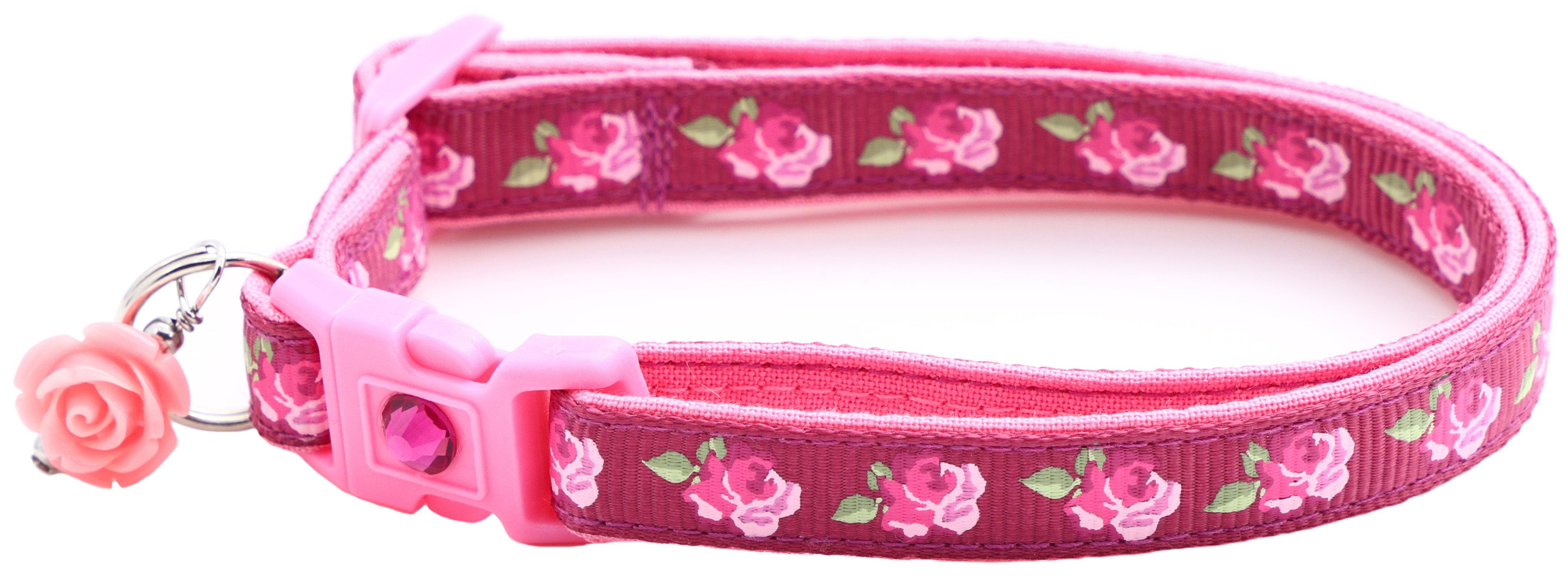 Pink Tea Party Roses Breakaway Cat Collar