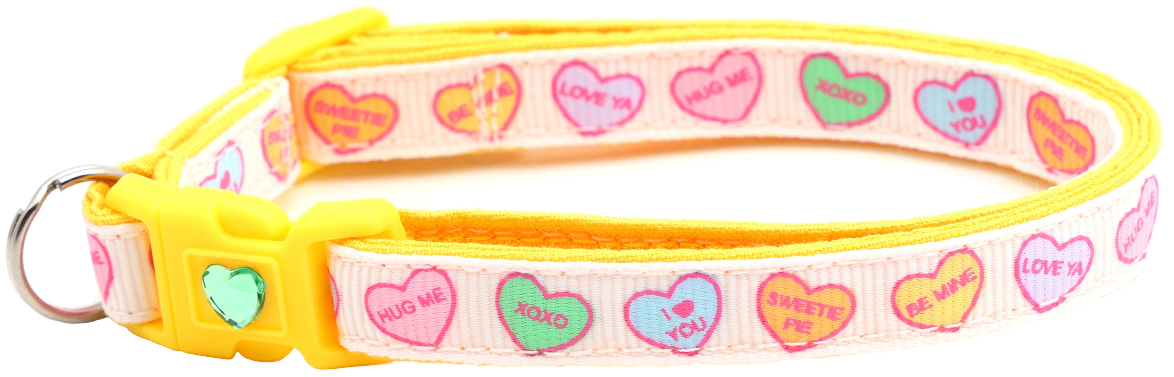 Pastel Conversation Hearts Cat Collar