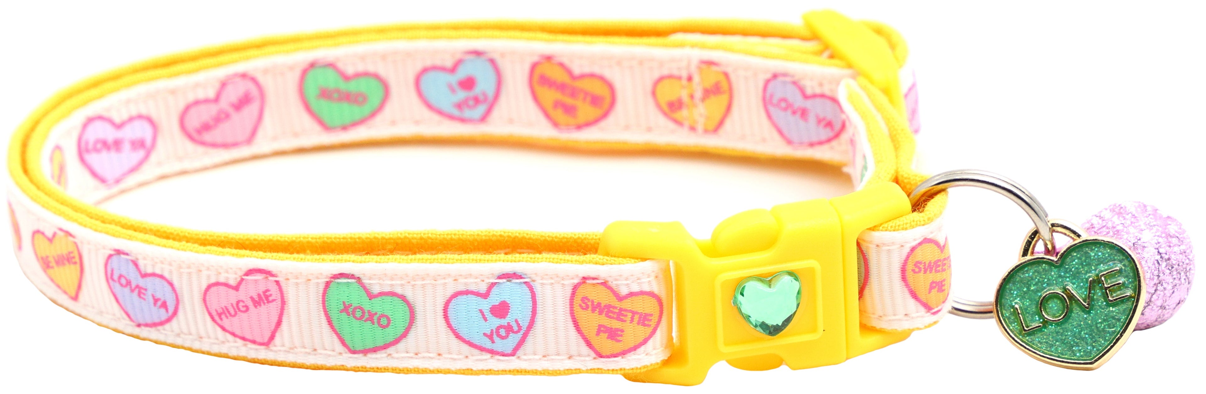 Pastel Conversation Hearts Cat Collar