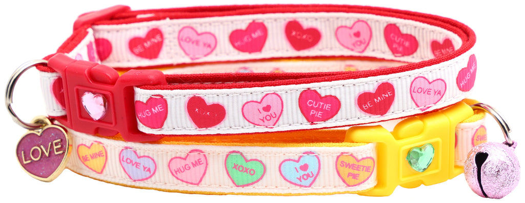 Pastel Conversation Hearts Cat Collar