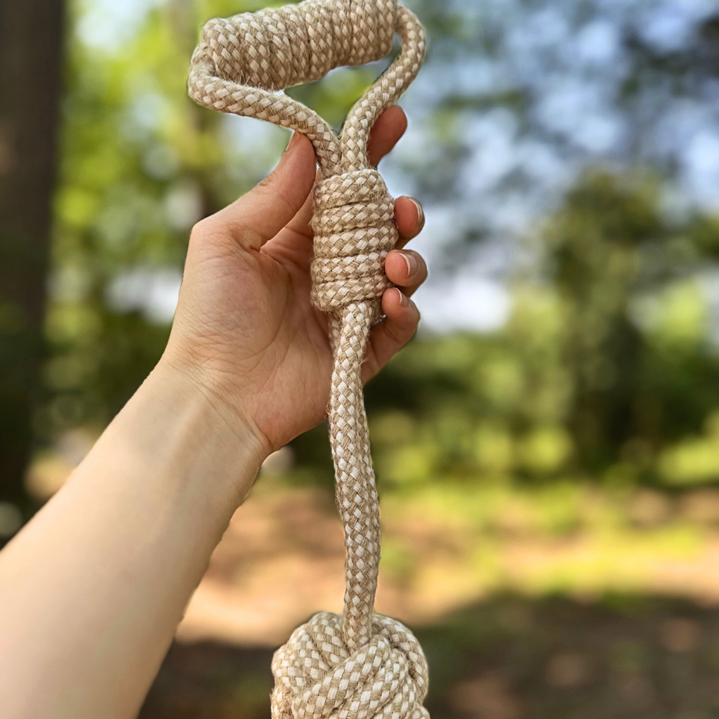 Forest Knot Hemp Rope Tug Toy with Handle