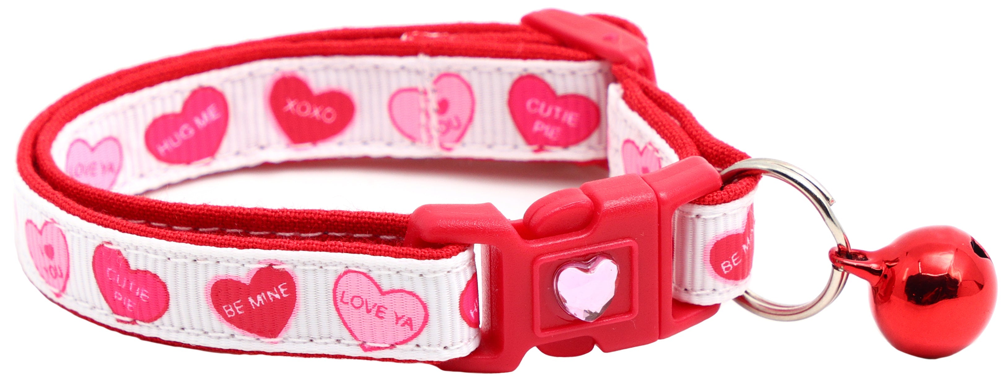 Pastel Conversation Hearts Cat Collar
