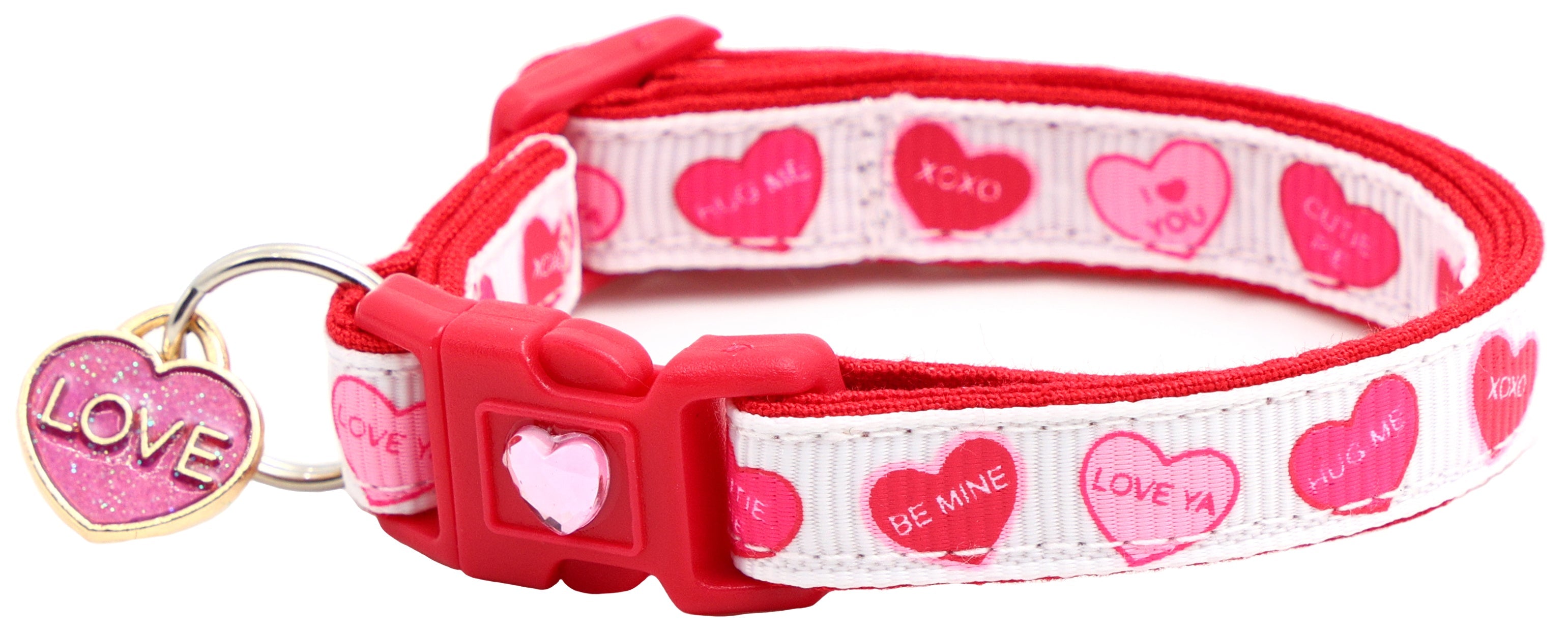 Pastel Conversation Hearts Cat Collar