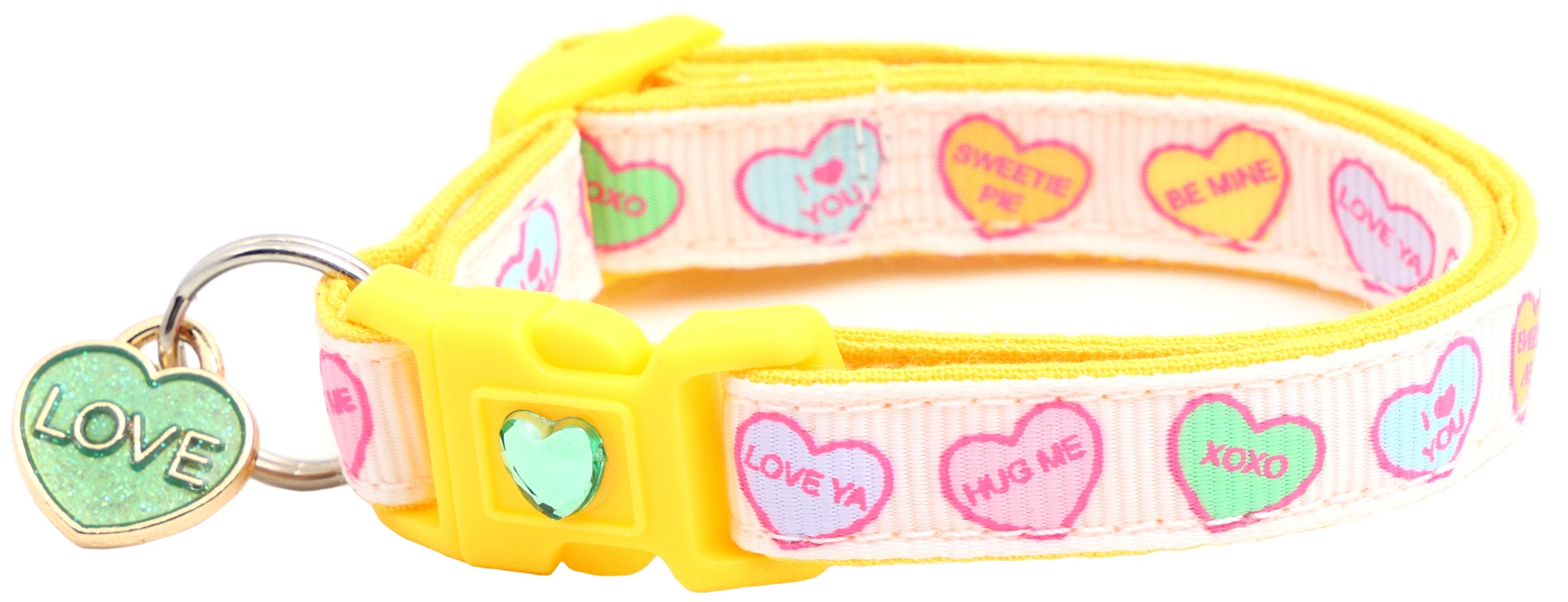 Pastel Conversation Hearts Cat Collar