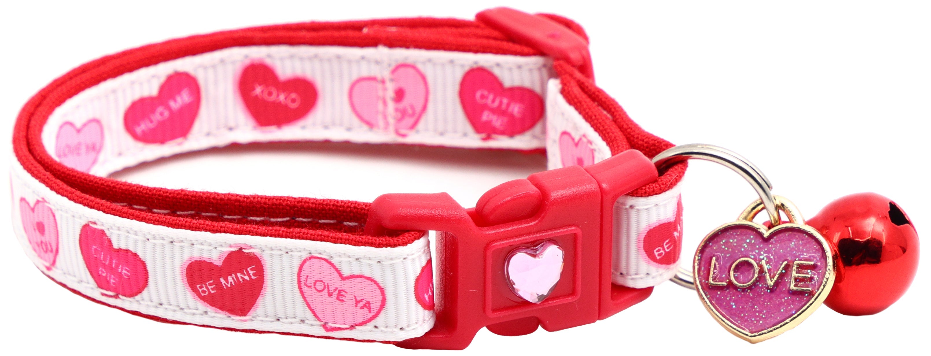 Pastel Conversation Hearts Cat Collar