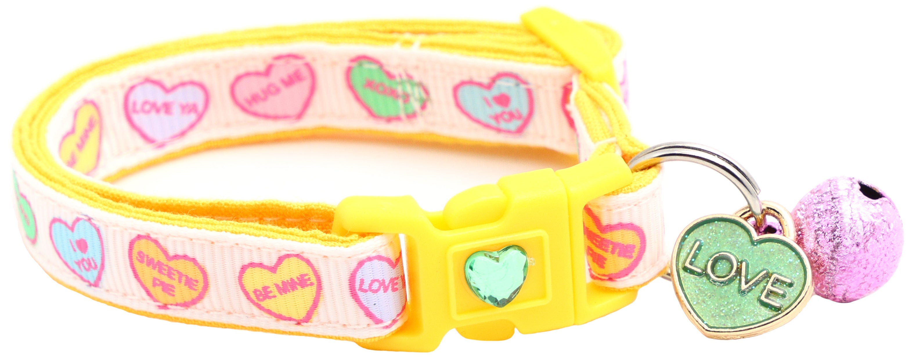 Pastel Conversation Hearts Cat Collar