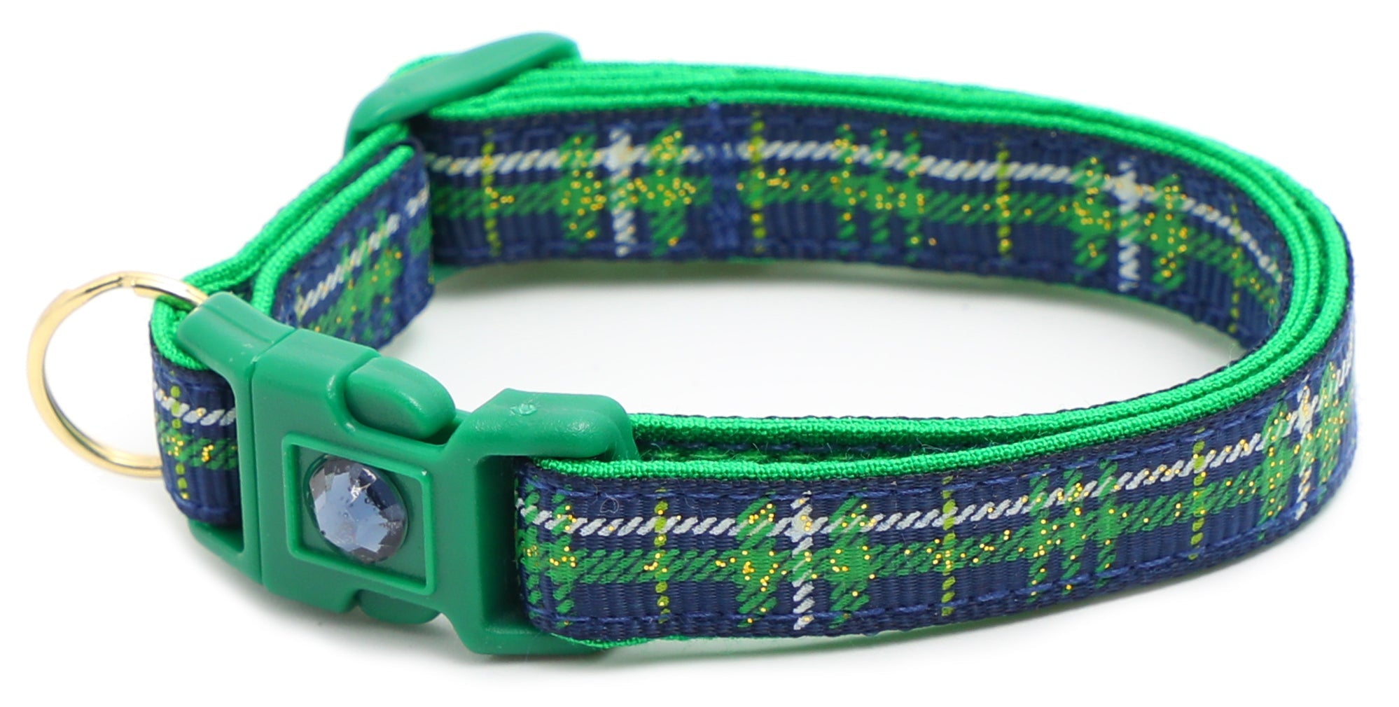 Green Tartan Breakaway Cat Collar